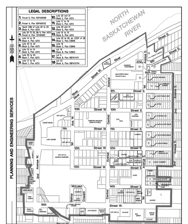 Prince Albert Downtown District map